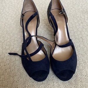 Blue Suede Strappy Heels